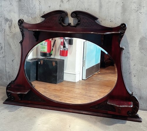 Victorian mahogany overmantle - mahogany,