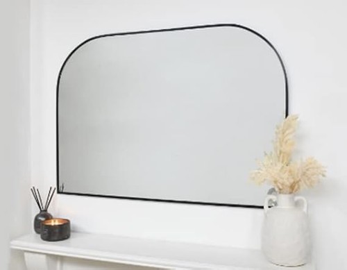 Black arch over mantle - arch, mirror