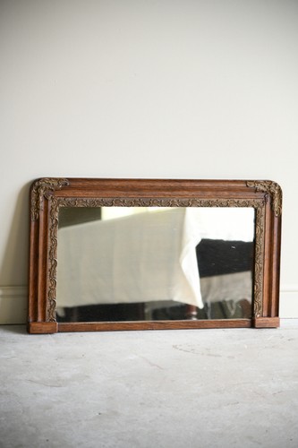 Antique oak overmantle - antique,